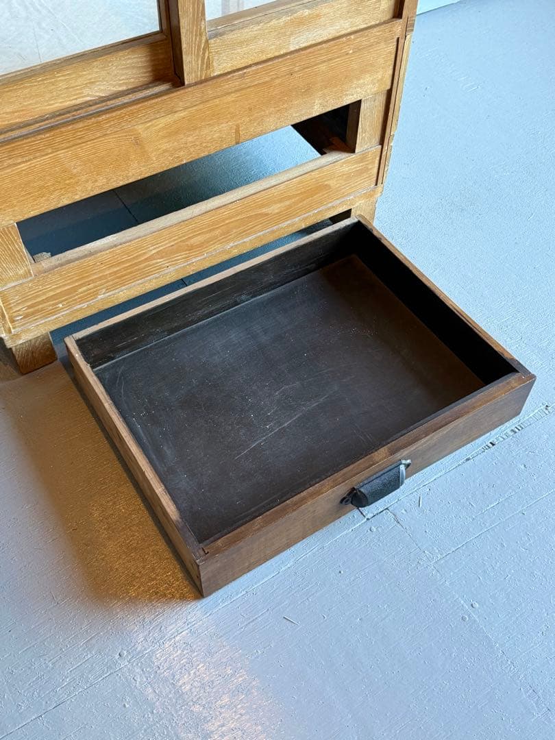 引取り限定 木枠 ガラス ショーケース 陳列棚 飾り棚 パンケース 古家具 什器