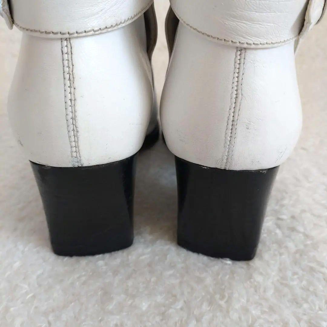 CHANEL ショートブーツ スクエアトゥ CC ココマーク 白 23～23.5