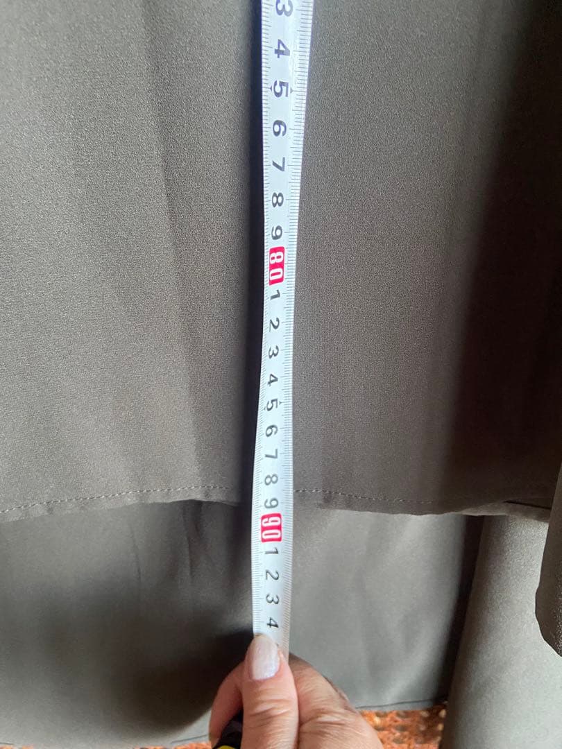 オリーブグリーン ポンチョ風長袖カットソーワンピース