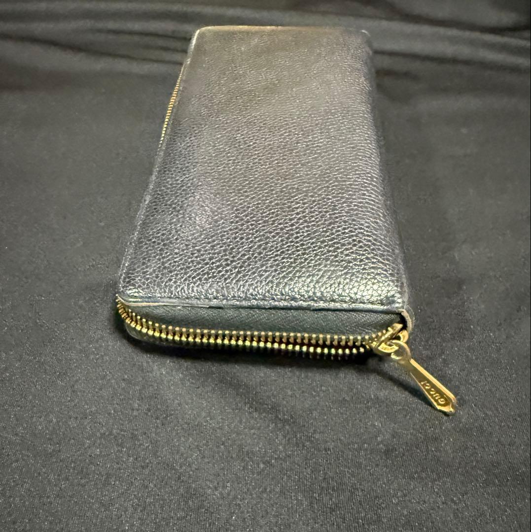 グッチ GUCCI ズゥミ カーフレザーラウンドファスナー ブラック