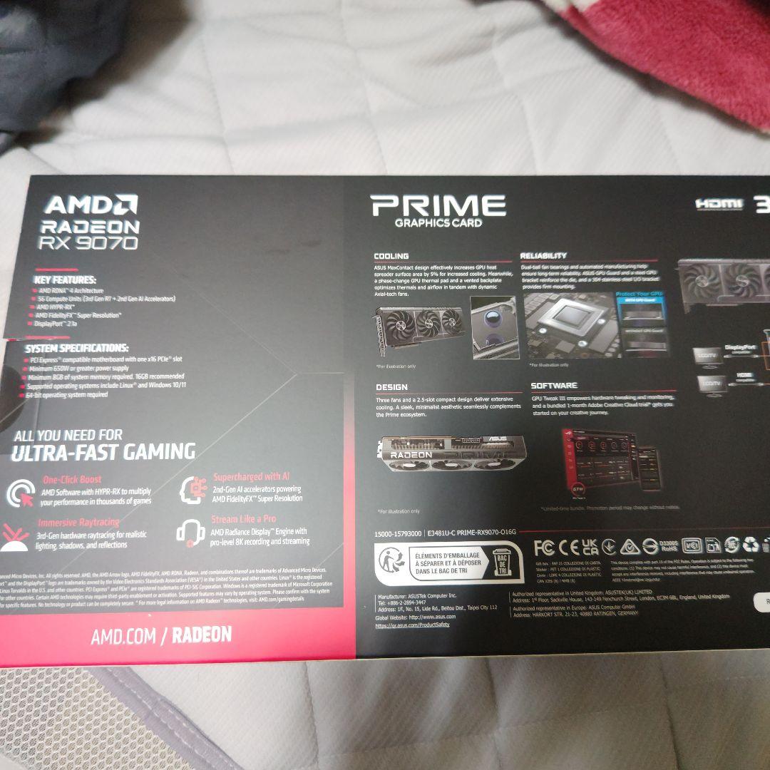 【動作確認済】AMD ASUS Radeon RX 9070 16GB OC