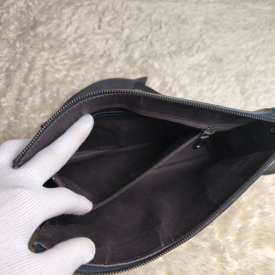 ​エルゴポック ショルダーバッグ ワキシングレザー 紺 本革 日本製 エイジング