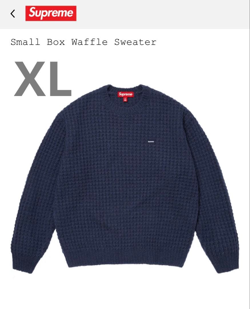 トップス SUPREME Small Box Waffle Sweater XL NAVY