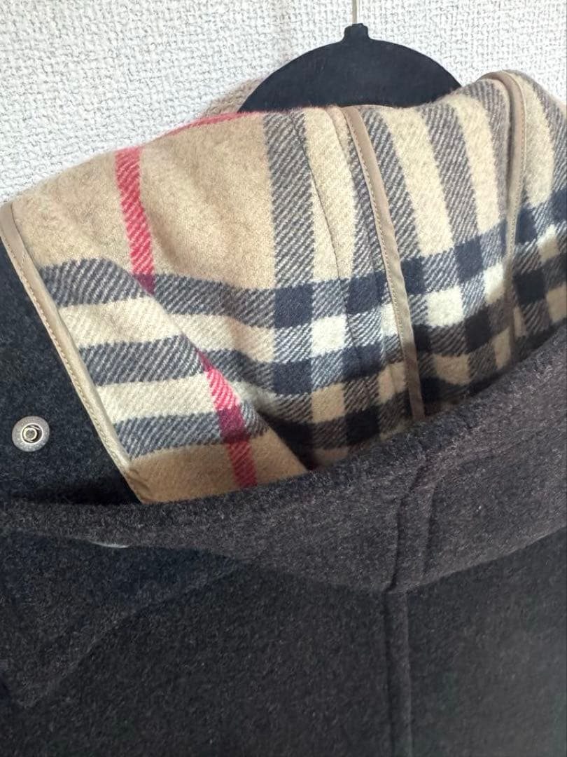 バーバリーロンドン ダッフルコート フード メガチェック　Lサイズ ダークグレー