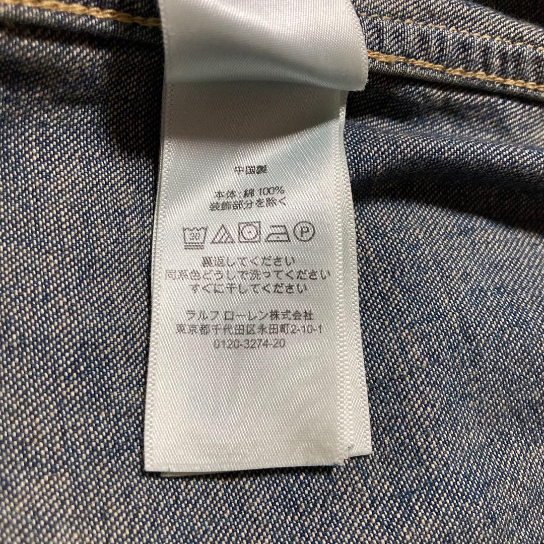 訳あり★ラルフローレン デニムシャツワンピース ポニー刺繍 シェルボタン