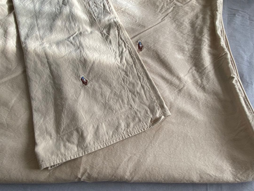 Ralph Lauren ベージュストライプ掛け布団カバーと枕カバーセット