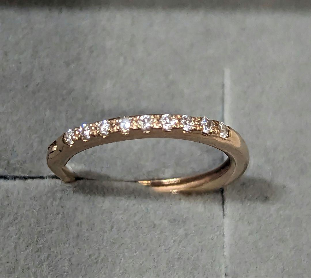 天才　K18ダイヤモンド フープピアス　ピンクゴールド片耳