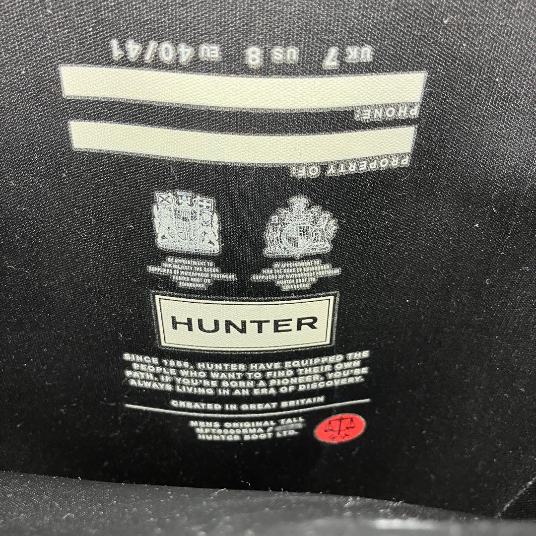 【試着程度】HUNTER レインブーツ 黒 ロング ラバー メンズ UK7