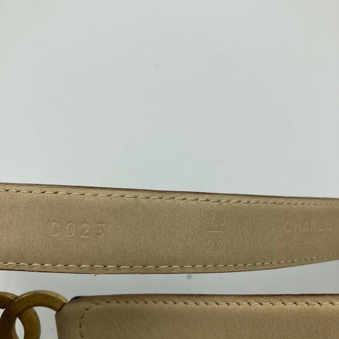 【5766】CHANEL シャネル ベルト ココマーク ベージュ