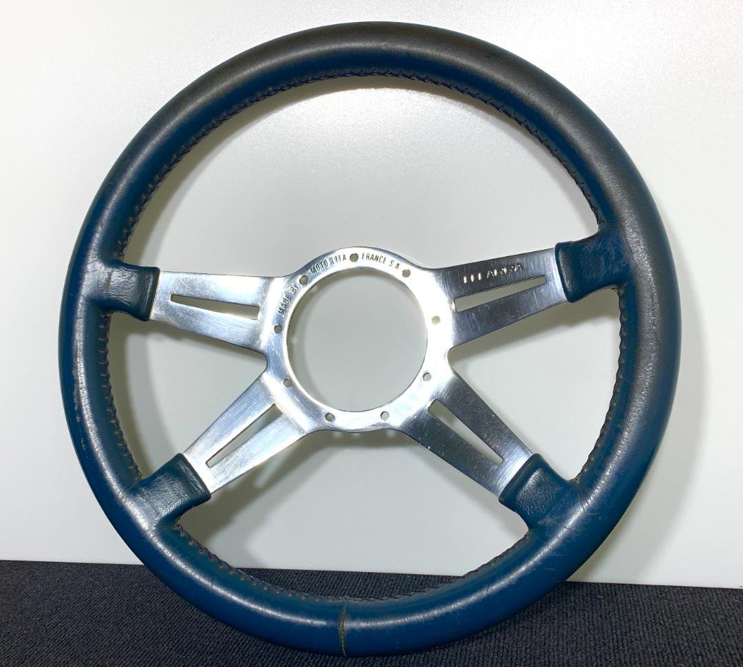 レカラ MK9 ネイビー系レザーステアリング 36.5パイ ポリッシュスポーク