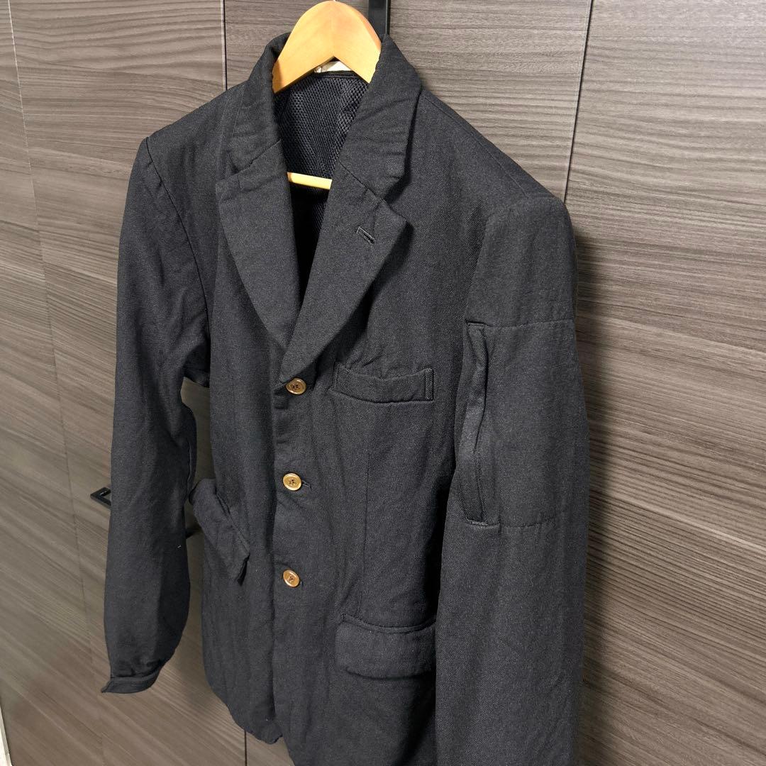 コムデギャルソンオムプリュス テーラードジャケット ポリエステル 縮絨 ブラック