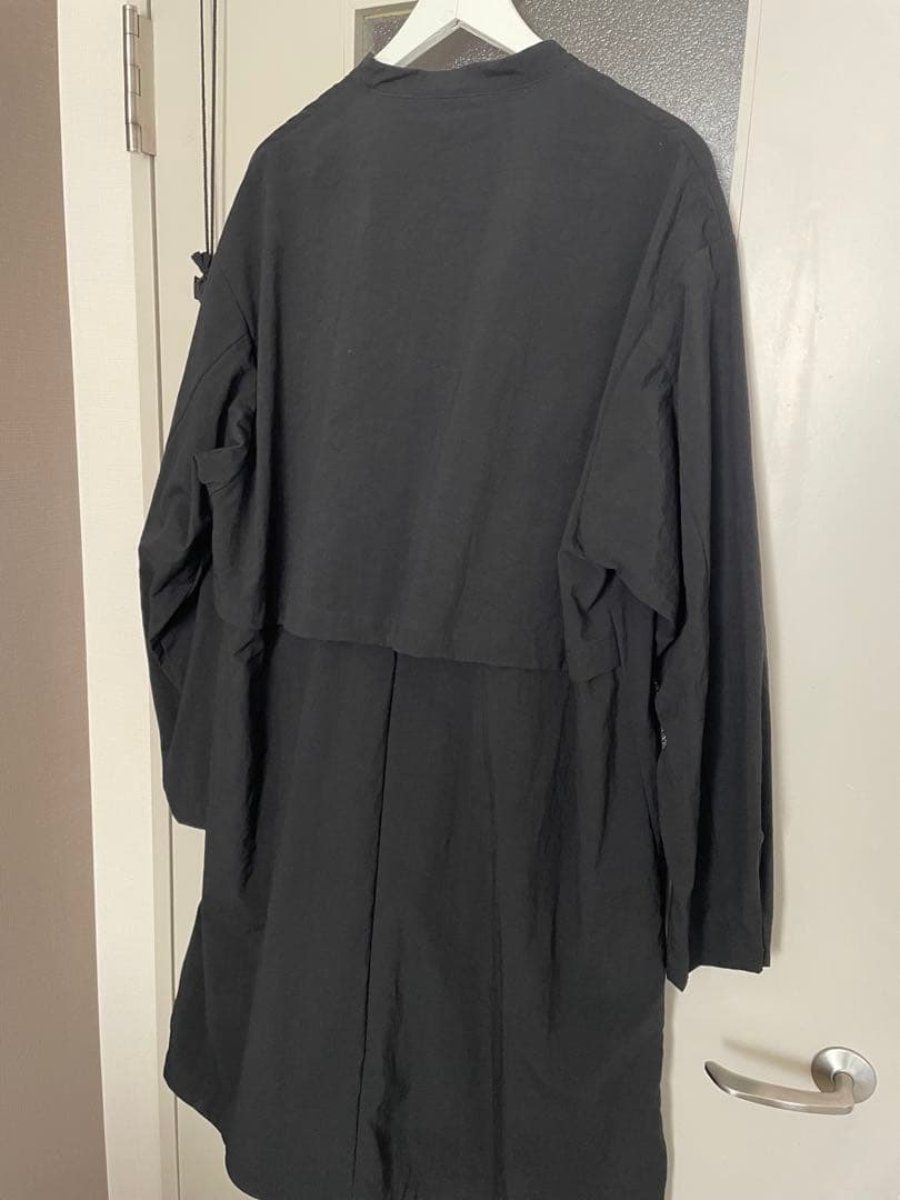 en Routeブラック ノーカラーモッズコート ロング丈