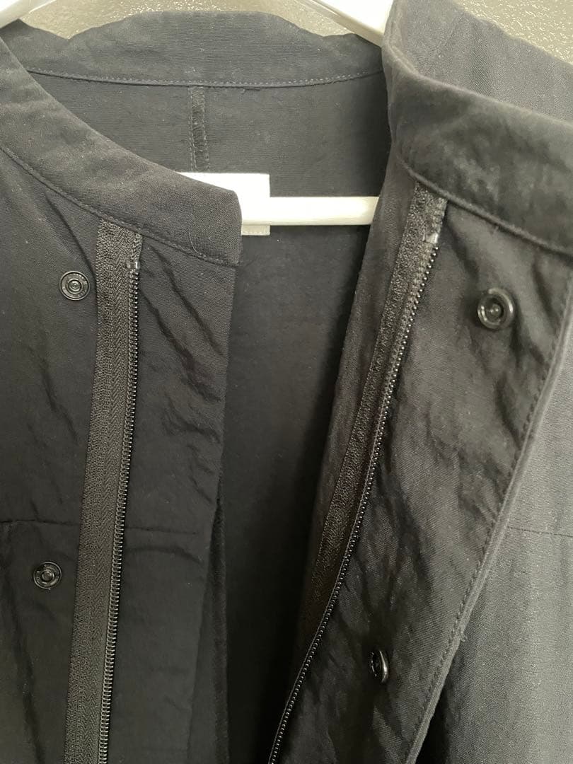 en Routeブラック ノーカラーモッズコート ロング丈