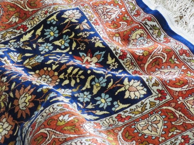 美品 手織り シルク トルコ HEREKE ヘレケ ゴルダニ文様 ペルシャ 絨毯