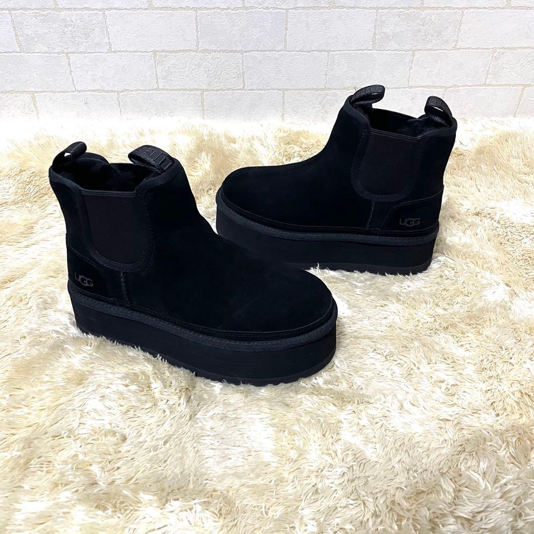 UGG アグ ニューメル プラットフォーム チェルシー ブーツ 厚底 黒
