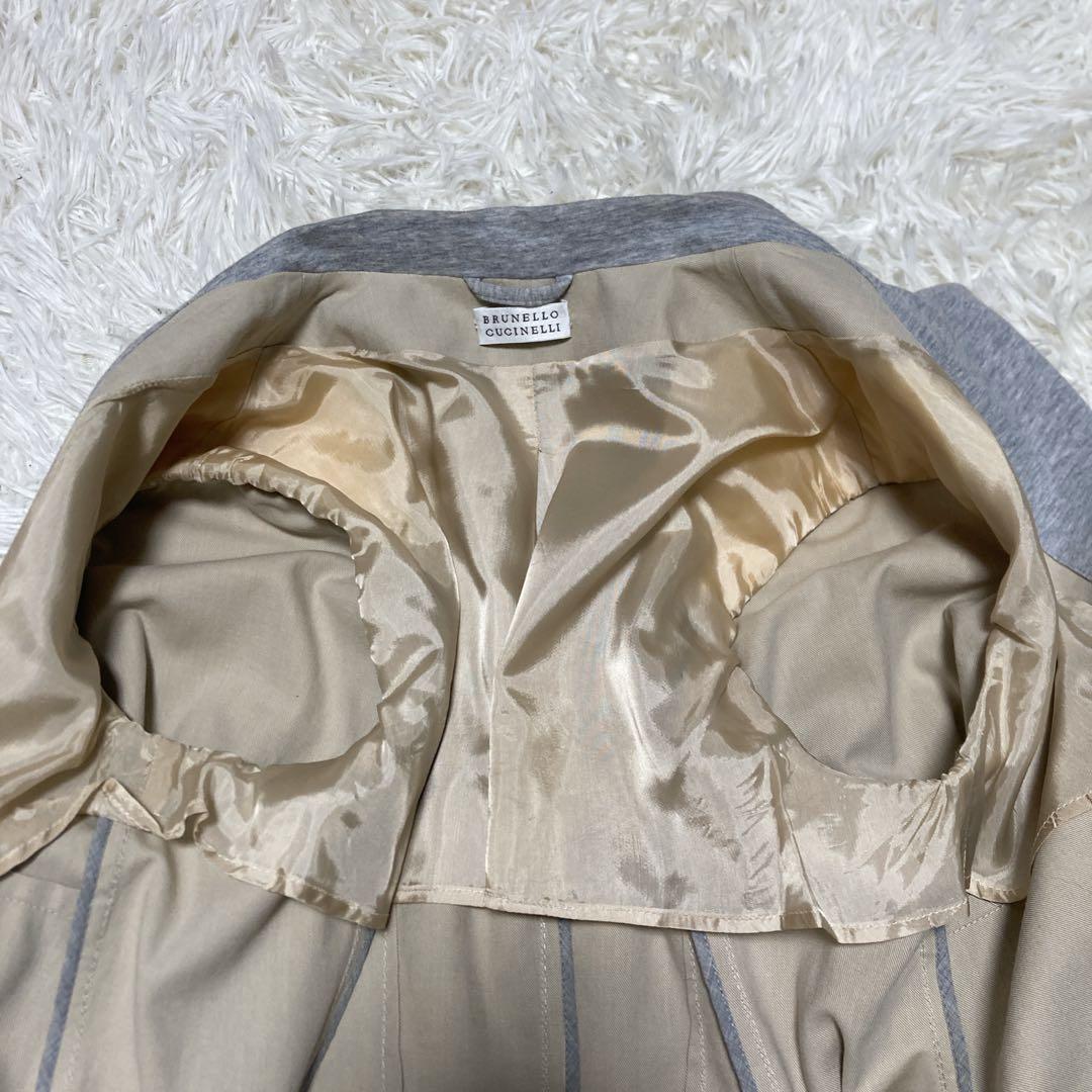 美品✨ブルネロクチネリ　ラペル切り替え　テーラードジャケット　ベージュ　S