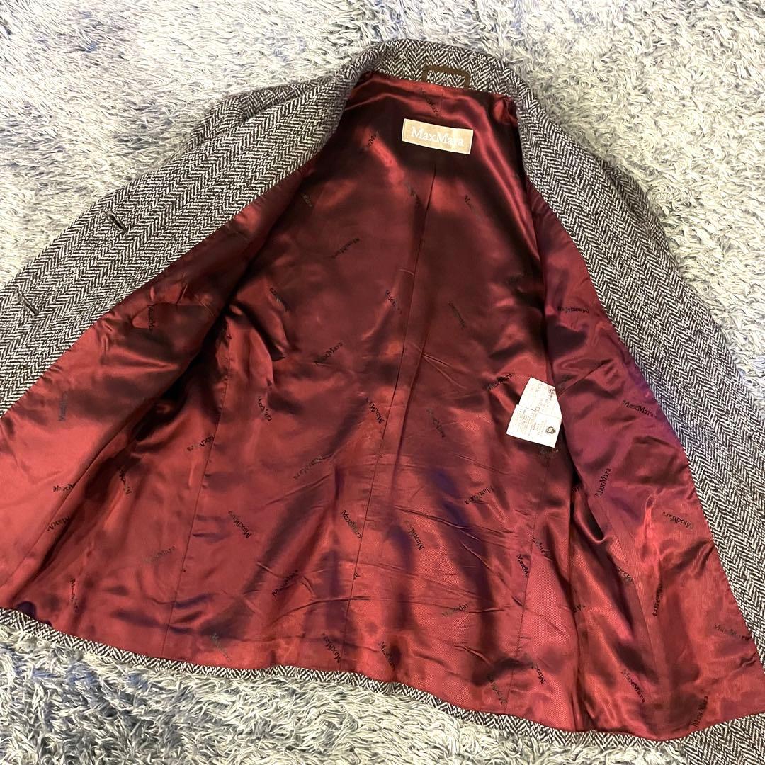 【極美品】マックスマーラ 銀タグ テーラードジャケット ヘリンボーン グレー系