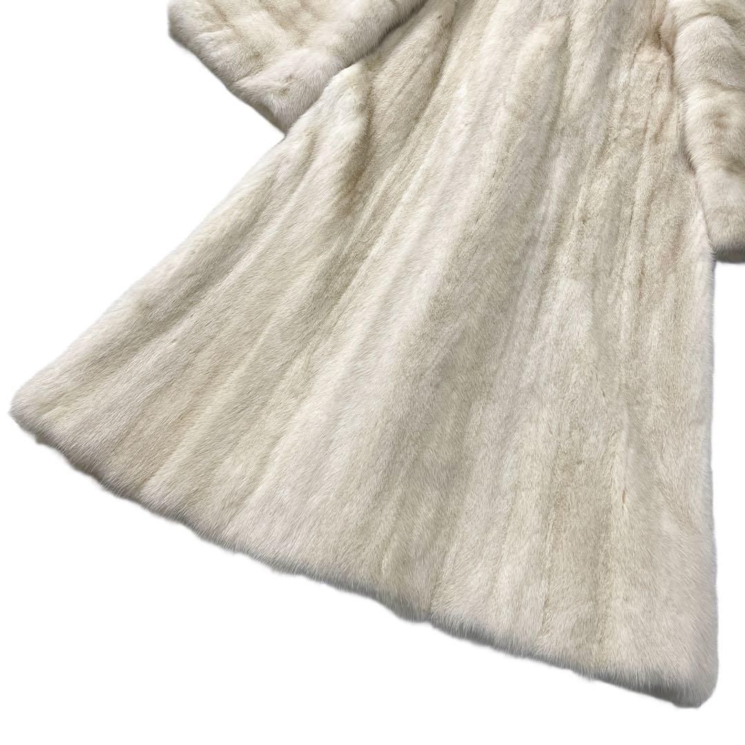 総丈108cm　パールミンク　ロング丈　ファーコート　Lサイズ相当　なめし柔らか