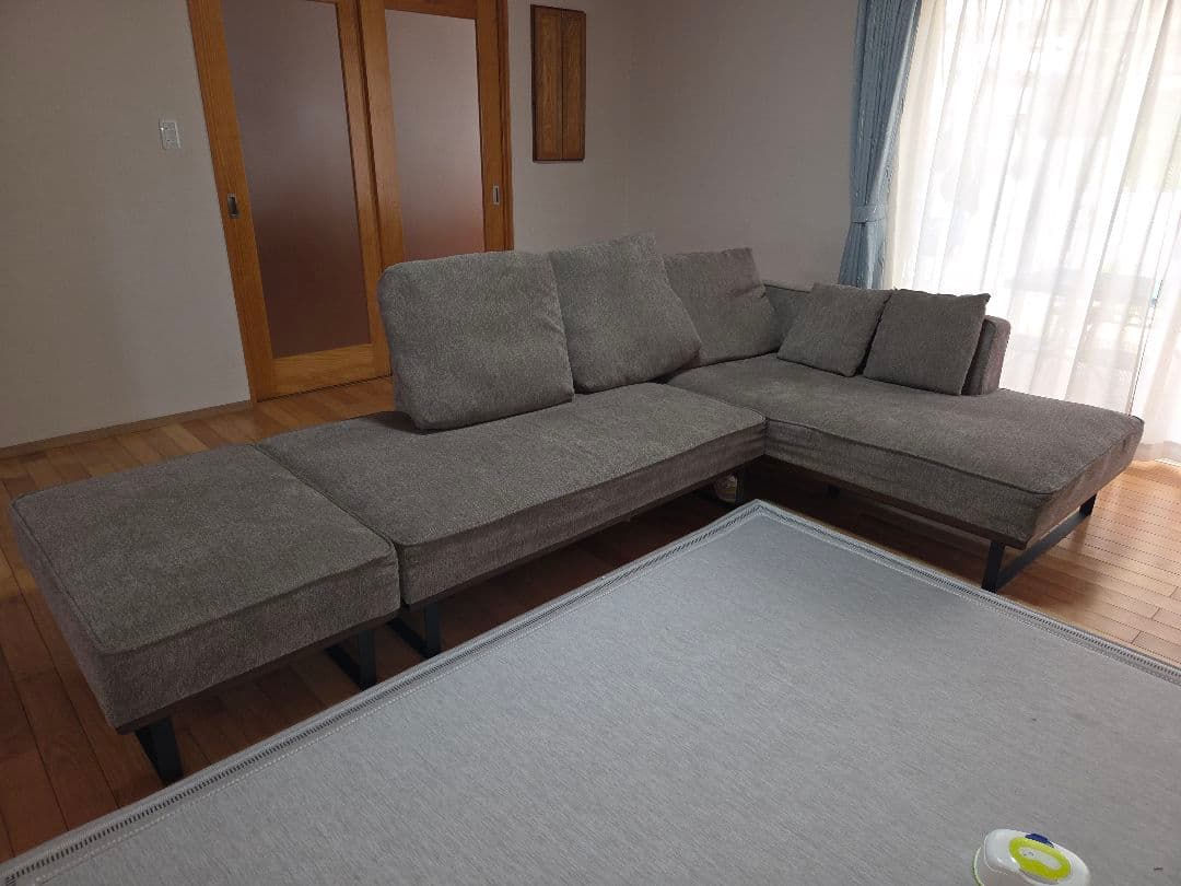 [福岡:直接引き取り限定]グレー L字型ソファセット ファブリック