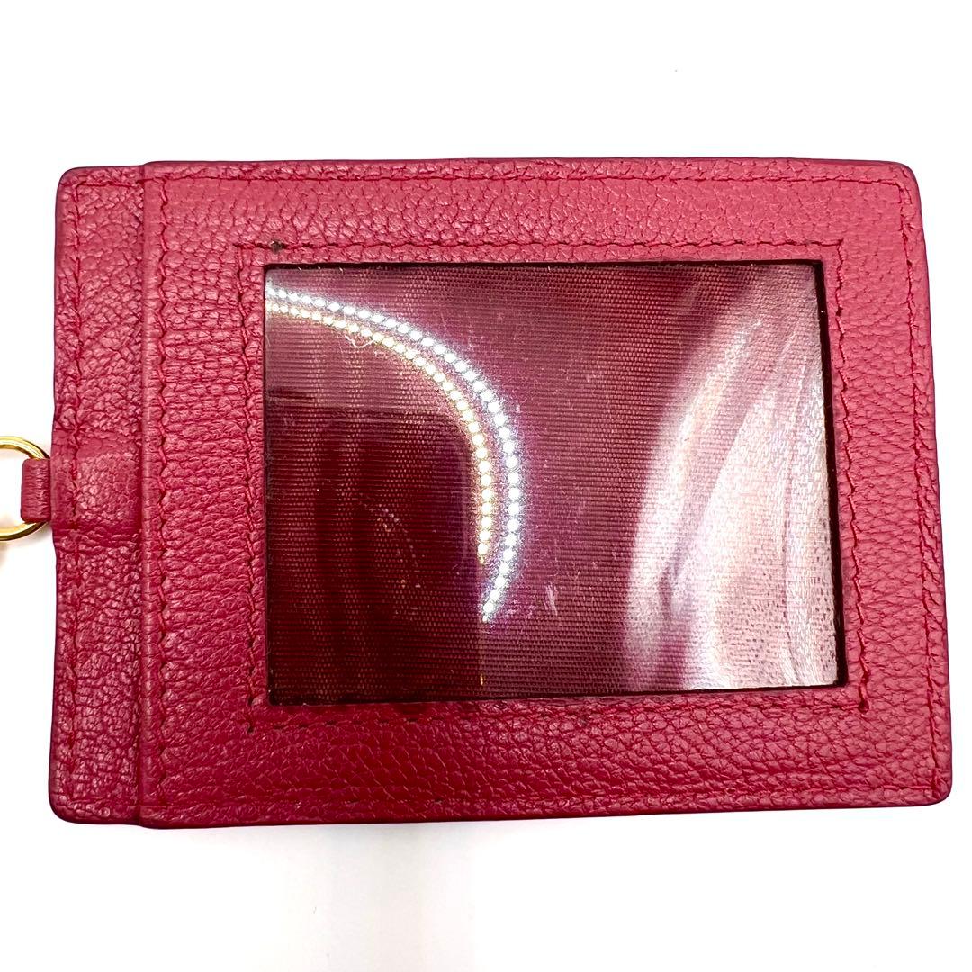 極美品✨ミュウミュウ◇パスケース付きバイカラーフラップ長財布　レッド ピンク