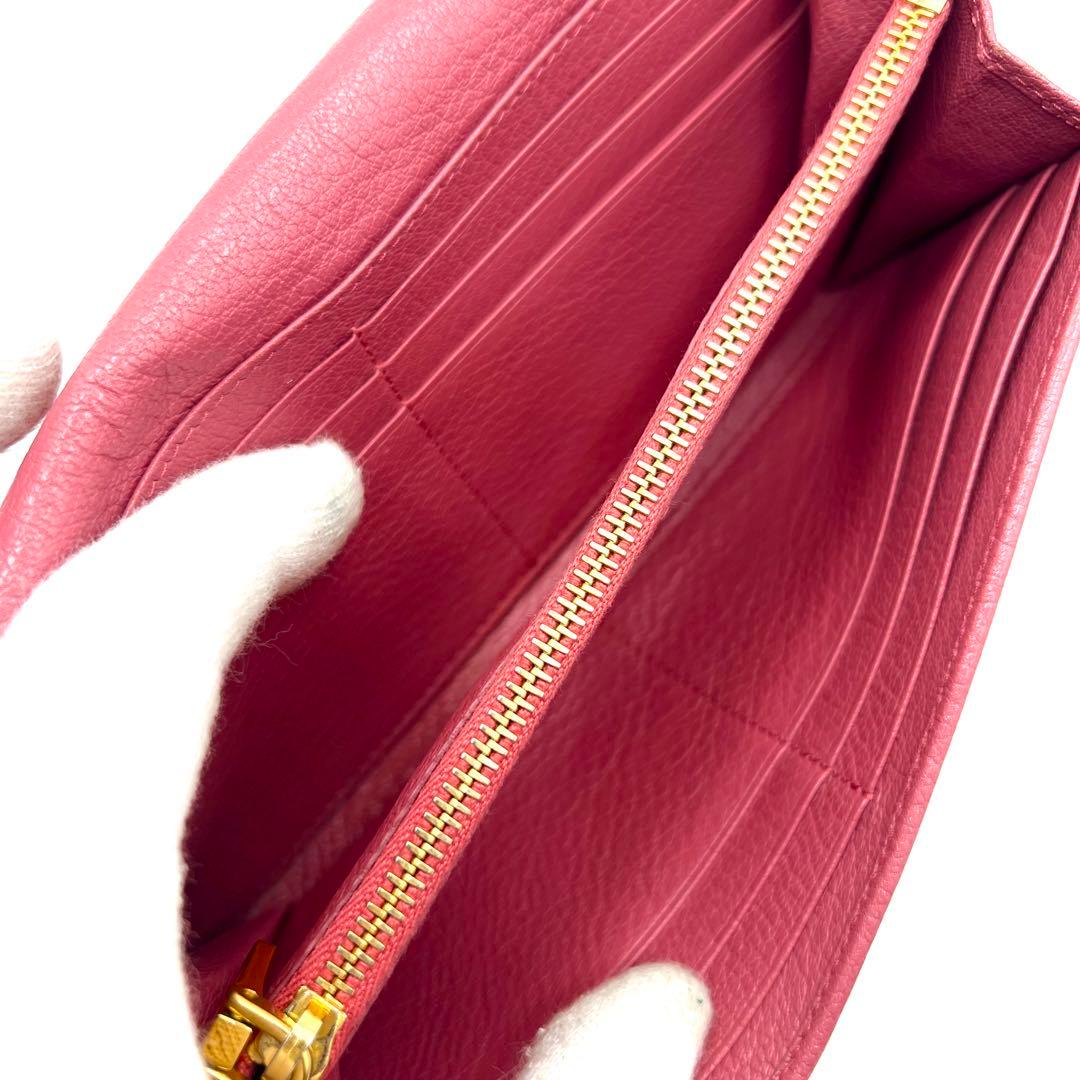 極美品✨ミュウミュウ◇パスケース付きバイカラーフラップ長財布　レッド ピンク