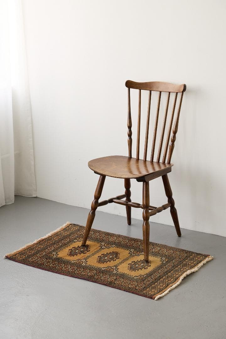 ヴィンテージラグ　トライバルラグ　パキスタン産（93×60cm）アース　黃　茶