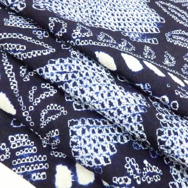 Y3387◆美品 有松鳴海絞り 綿 背・胸当て付 手縫い 高級浴衣 洗える夏着物