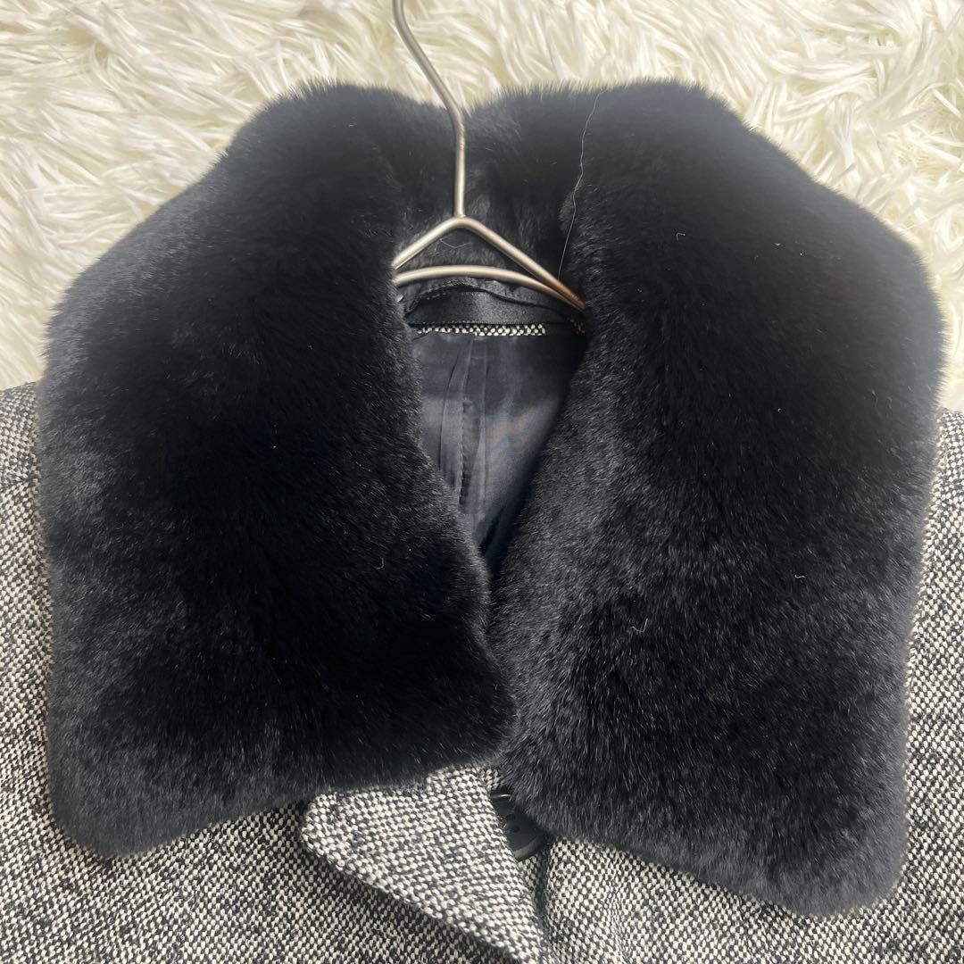 BURBERRY バーバリーロンドン ツイード ジャケット ラビットファー 40