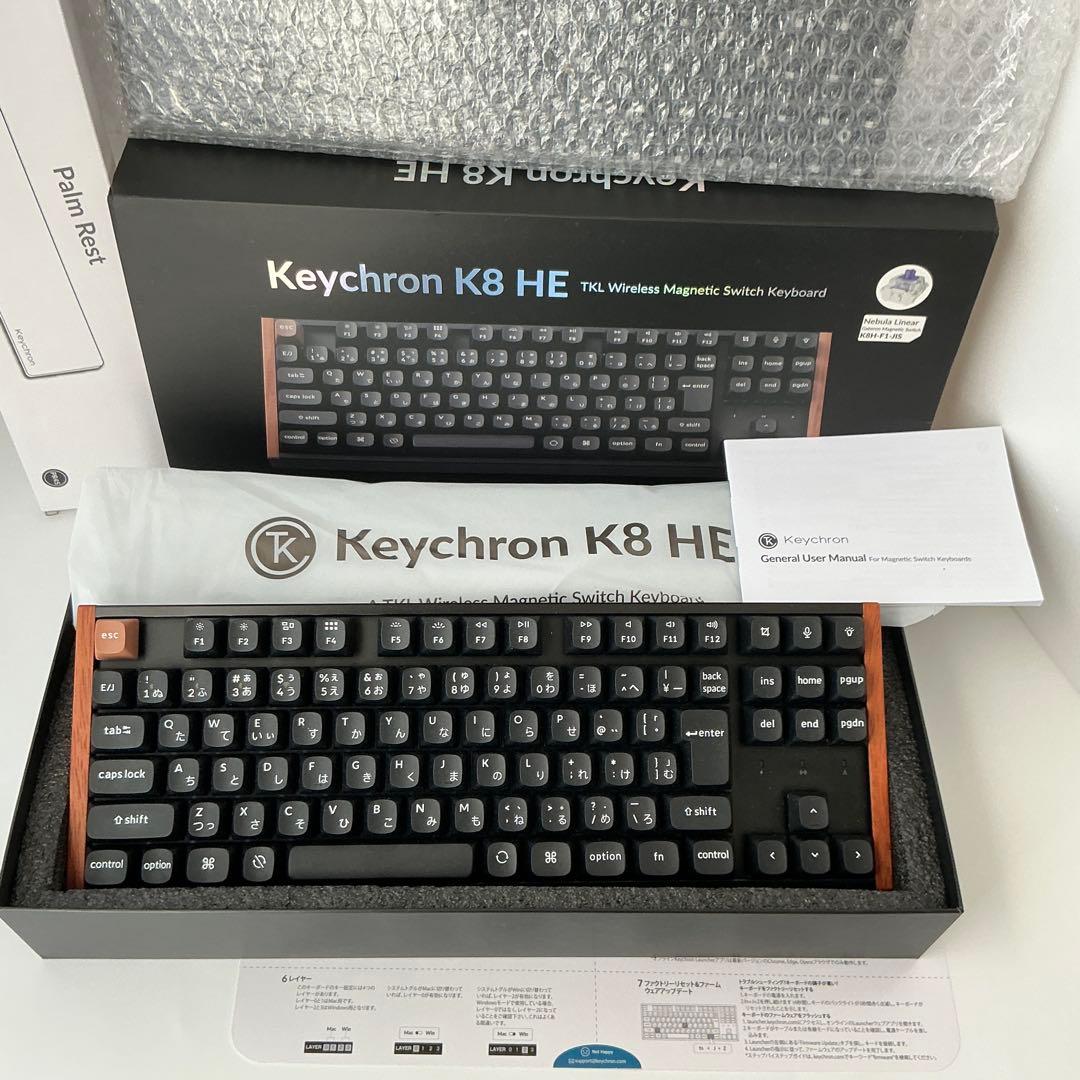 【交換用PCB付】Keychron K8 HE日本語配列ほぼ未使用パームレスト付