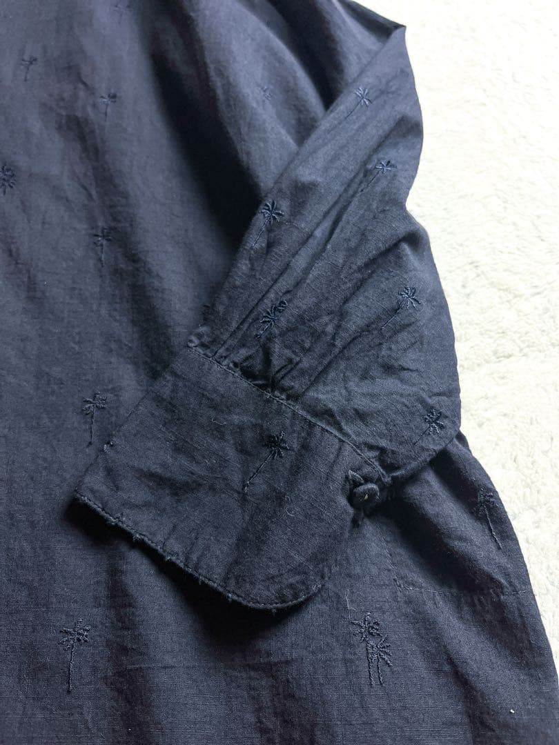 【HOUSE OF LOTUS】綿100% 南国刺繍 ロングスキッパーシャツ M