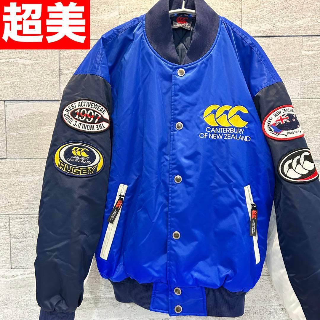超美✨激レア✨カンタベリー Mラガージャケット　ブルー　ワッペン　刺繍