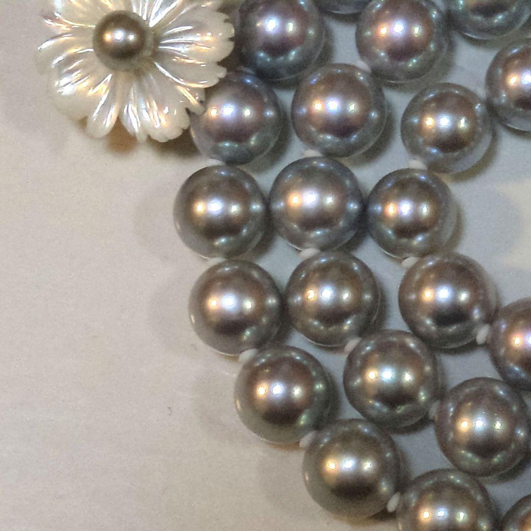 デザイン パールネックレス クリッカー ラリエット ブルー系