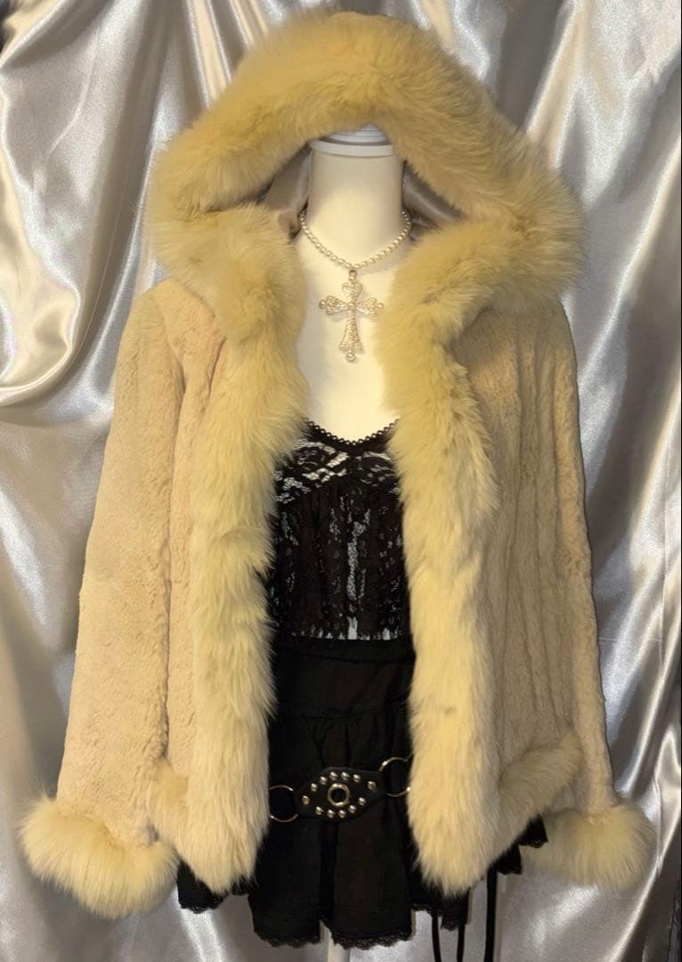 リアルファージャケット Y2k 平成ギャル グランジ ラビットファーコート