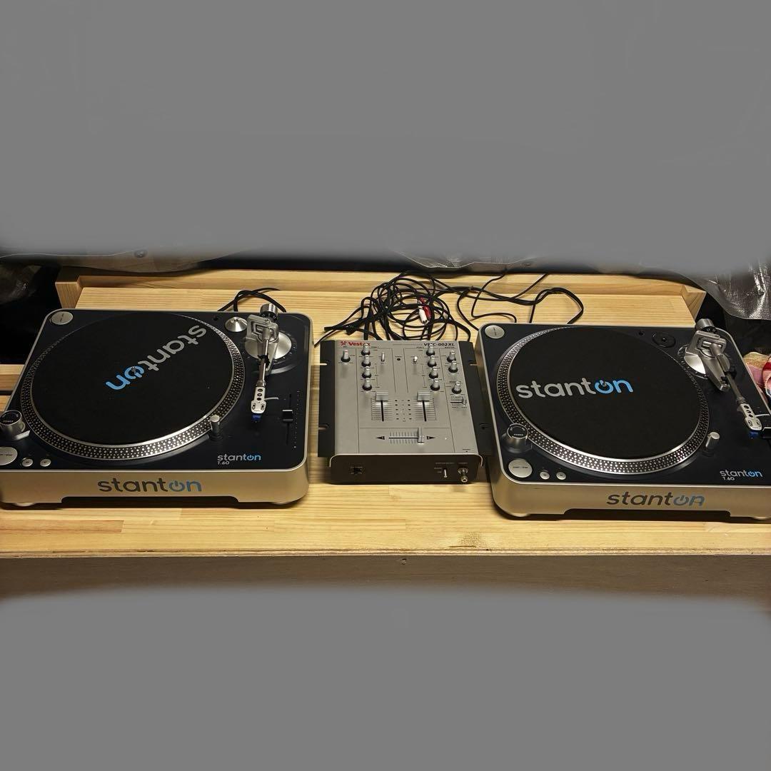 Stanton T.60 ターンテーブル 2台 ミキサーセット　各種コード付き
