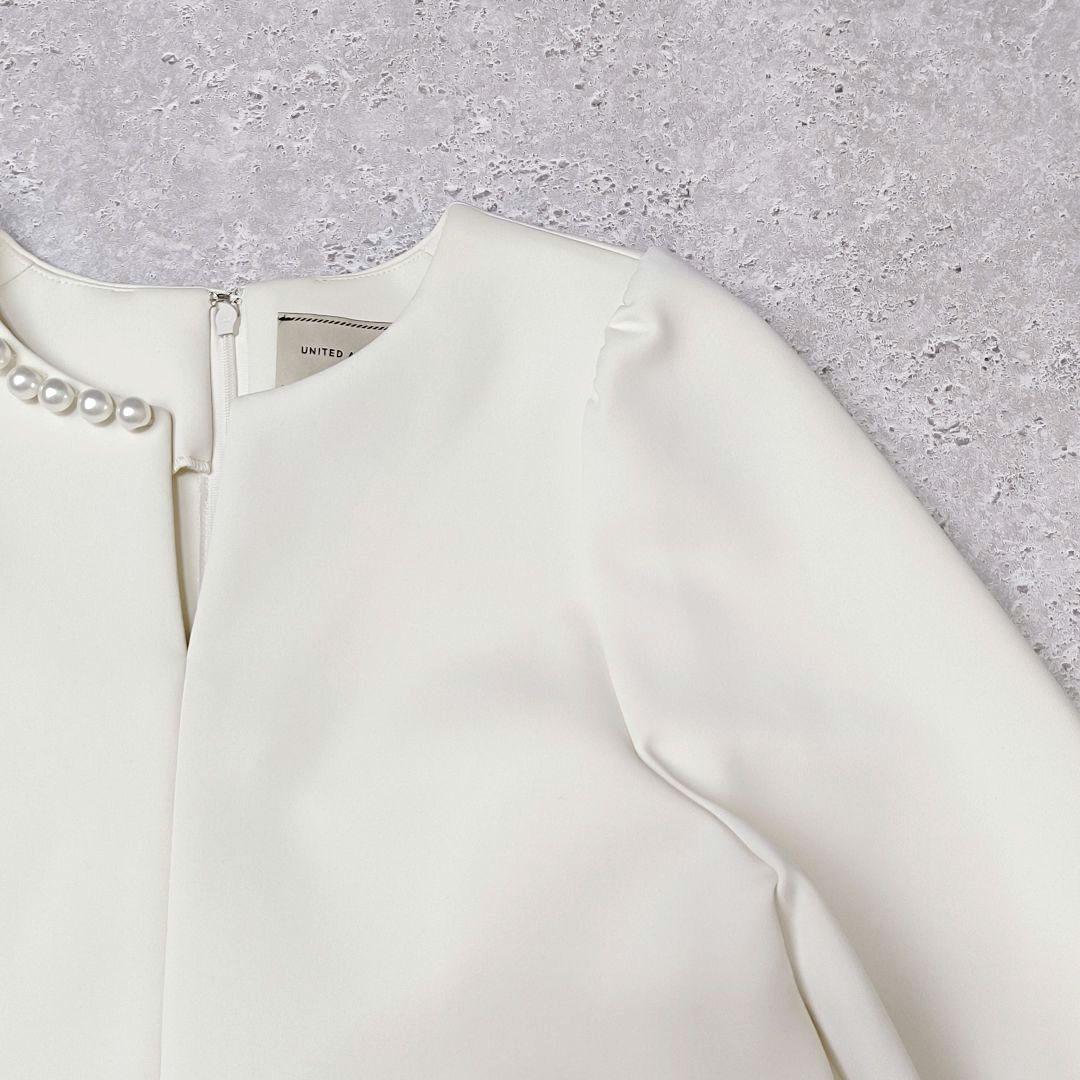 UNITED ARROWS SPONGY パールモチーフペプラムブラウス　38