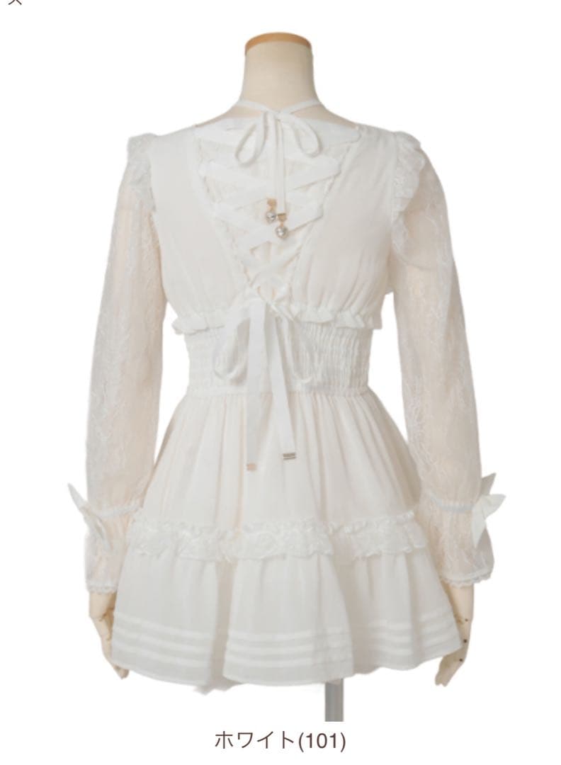 lizlisa❤︎ フロントティアードシフォンワンピースホワイト