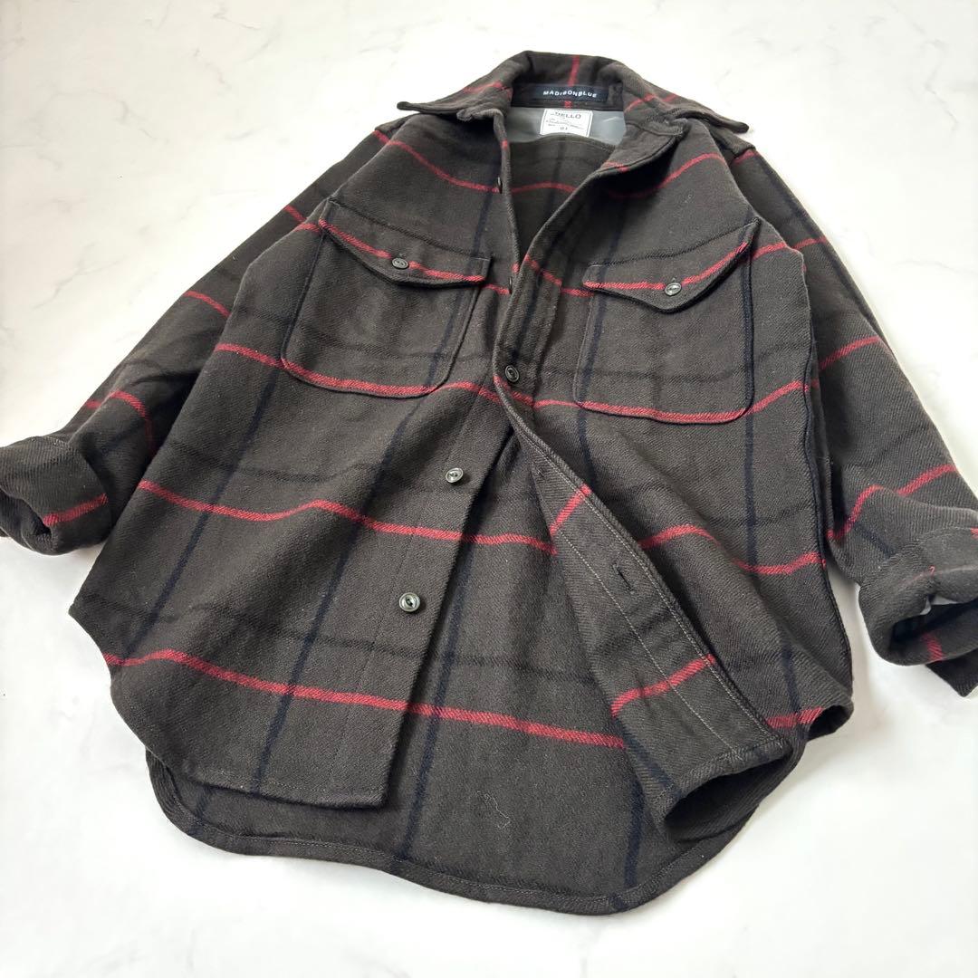 【美品】マディソンブルー ハンプトン チェック シャツジャケット 裏地シルク S