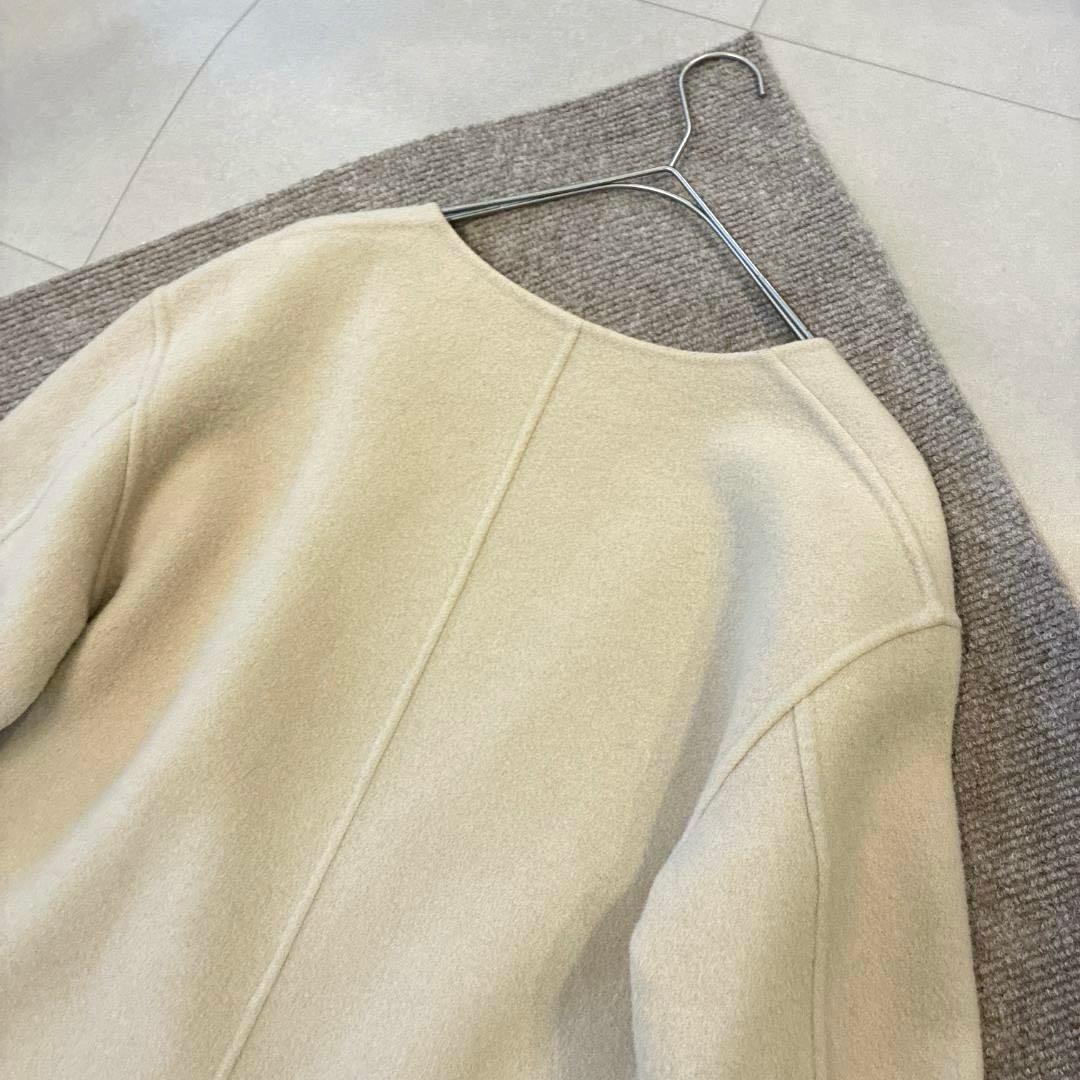 アストラット♡アシンメトリー ウール リバーコート ノーカラー 日本製 ベージュ