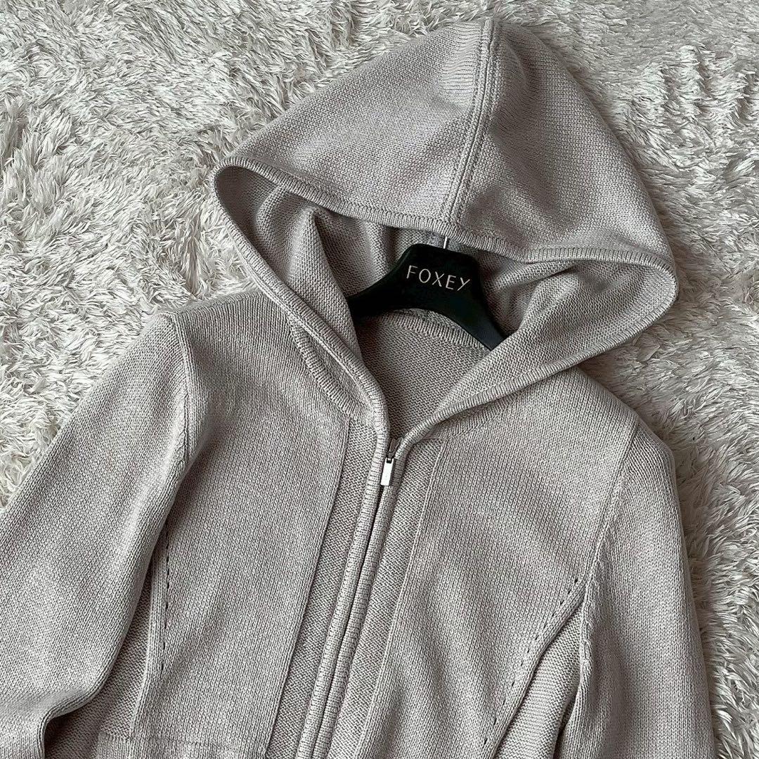 【美品】フォクシー リリーパーカー コットンシルク カーディガン フーディー