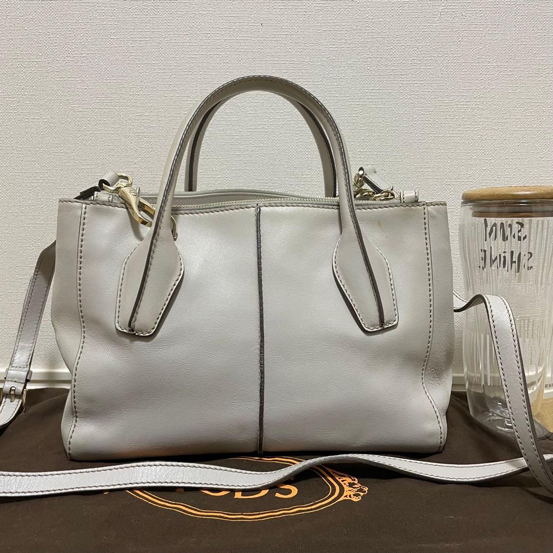 《美品》TOD’S （トッズ）レザー ハンドバッグ ライトグレー系