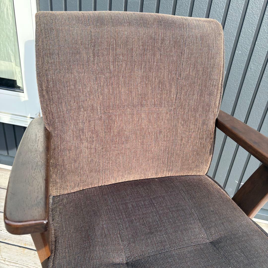 ②北欧レトロ 山善 回転式 天然木製椅子 アームチェア ダイニングチェア コタツ