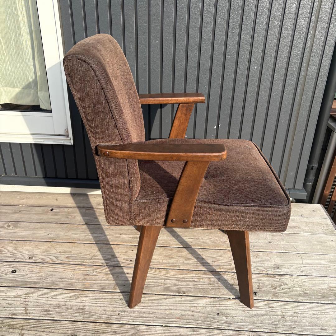 ②北欧レトロ 山善 回転式 天然木製椅子 アームチェア ダイニングチェア コタツ