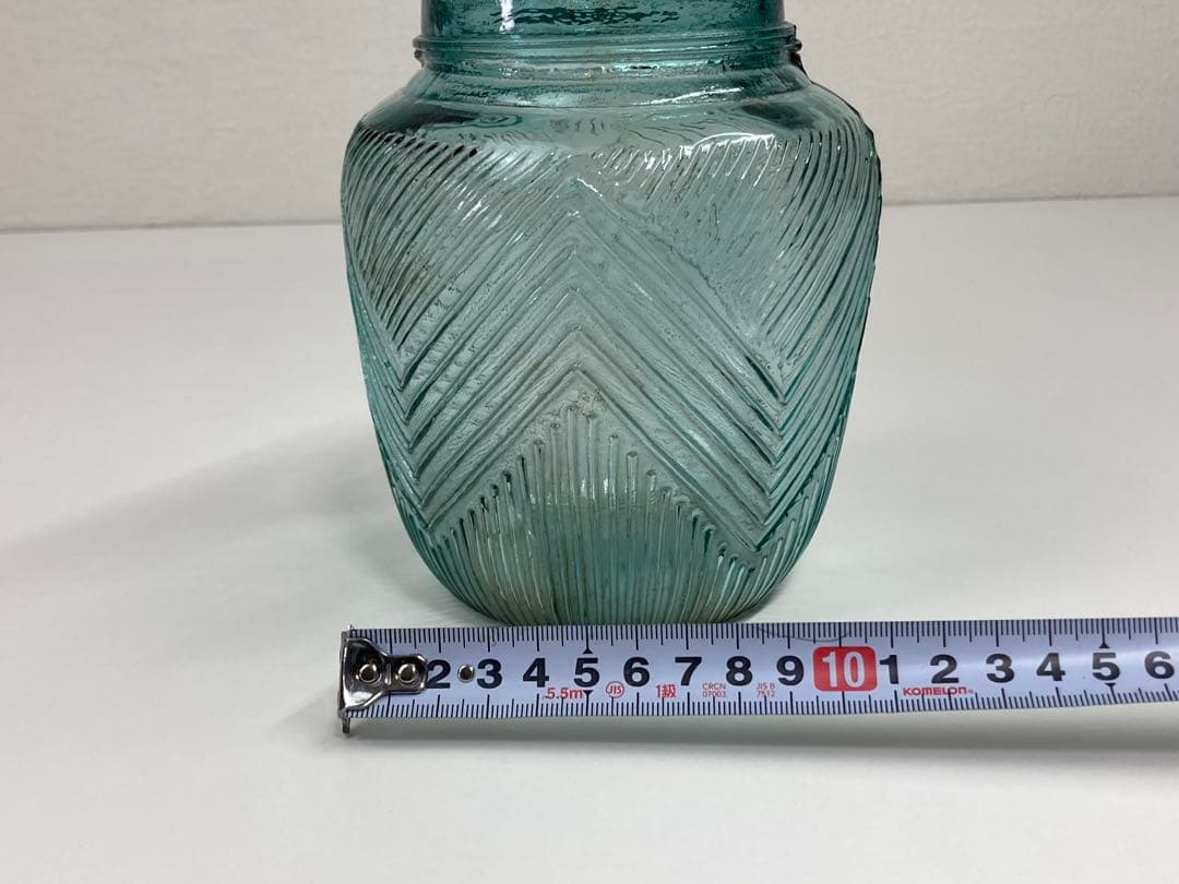 当時もの あめや瓶 縞模様 ガラス瓶 昭和初期