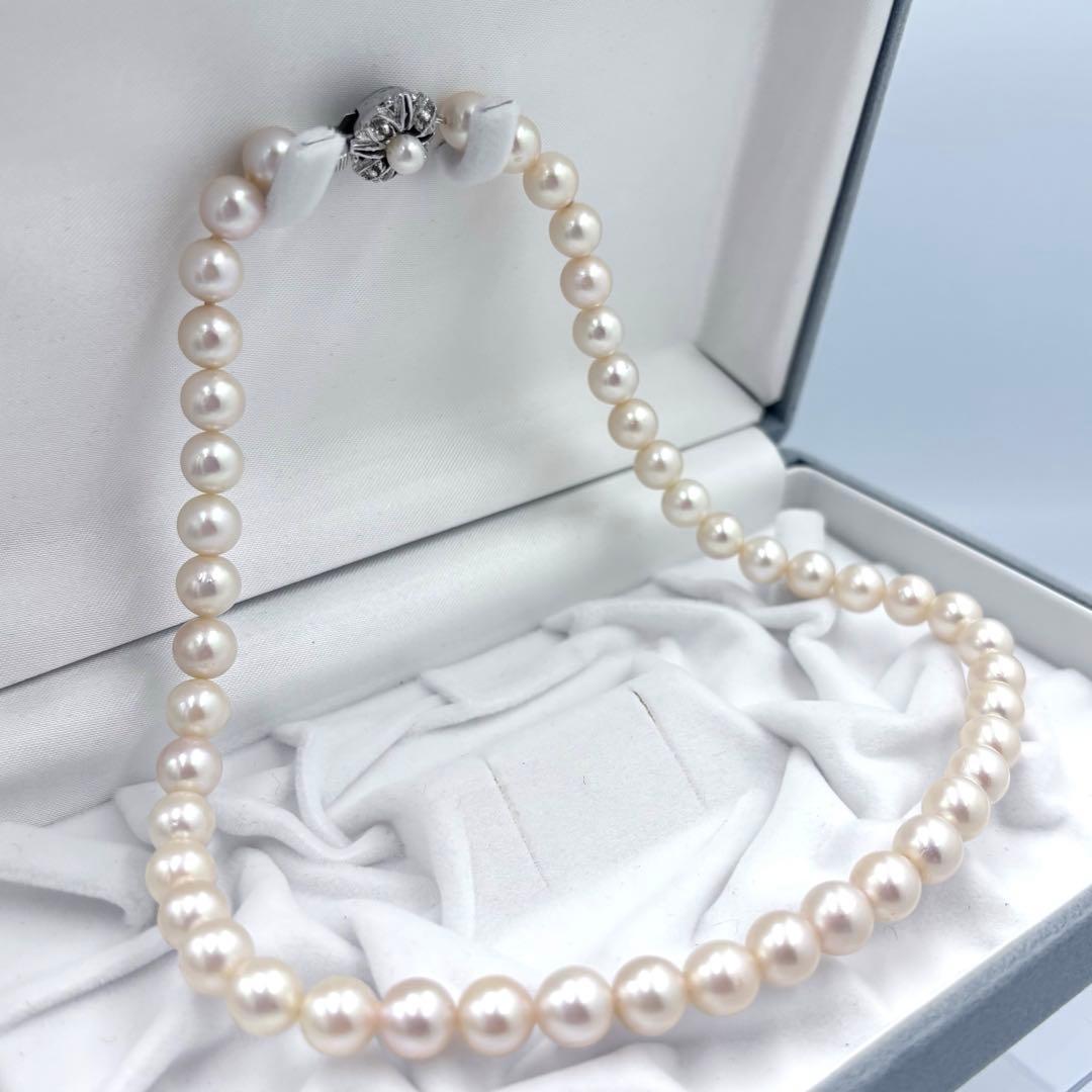 照り干渉色◎✨大珠8.5mm あこや本真珠パールネックレス SV刻印 フォーマル