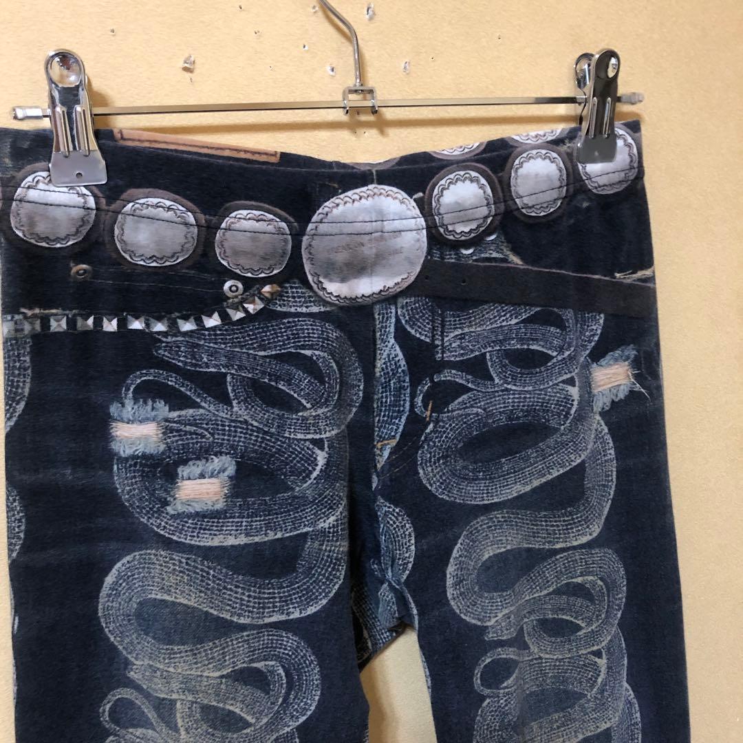 ヒステリックグラマー　スネーク転写スキニーレギンス ダークグレー