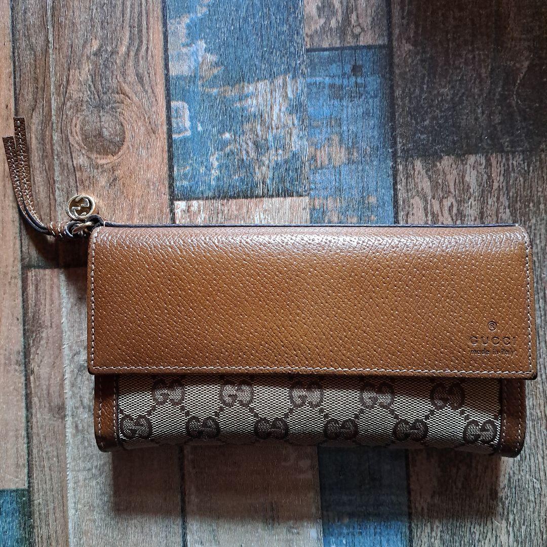 ※週末迄値下※GUCCI ブラウンレザー GGパターン 長財布