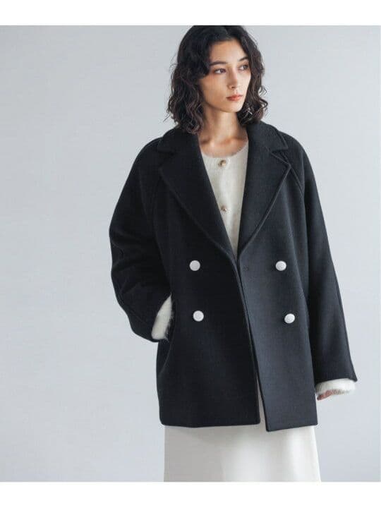 未使用級【a part by】 スーパー100メルトンジャケットコート 黒