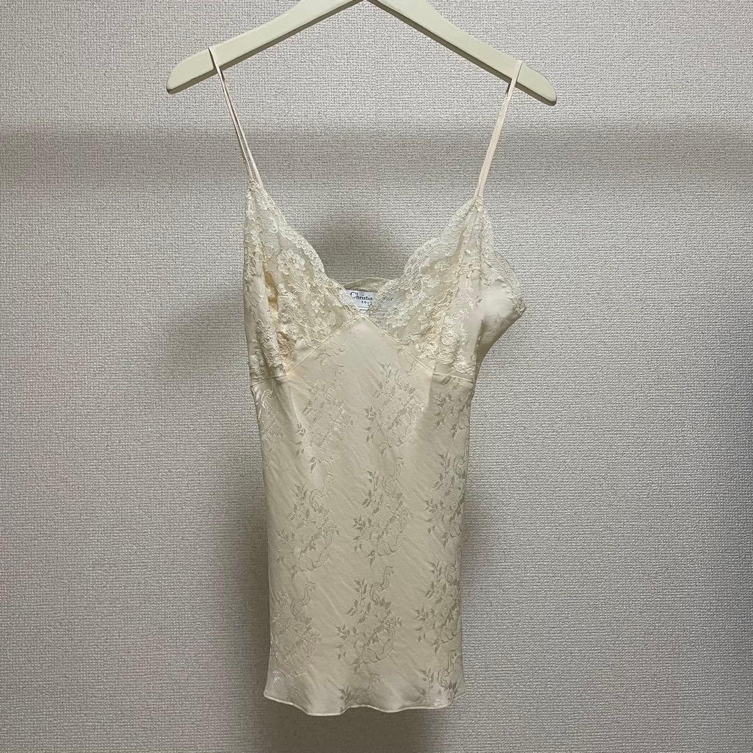 Christian Dior シルクレースキャミソール アイボリー 36