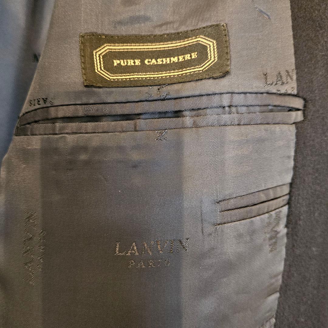 ランバン　カシミア　ダブルテーラードジャケット　濃紺　サイズＬ【美品】