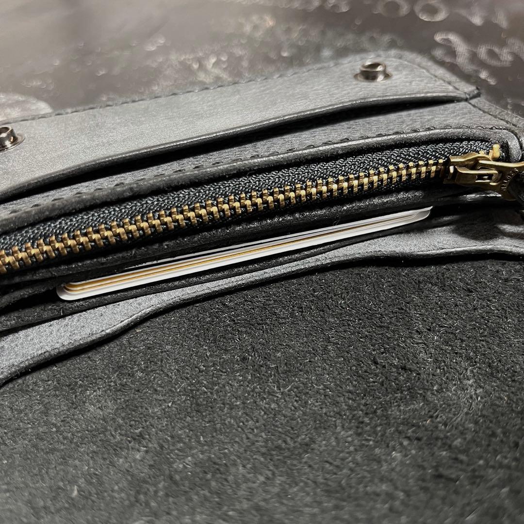 トラッカーウォレット ブラックにエイジング ミドルトラッカーウォレット #335